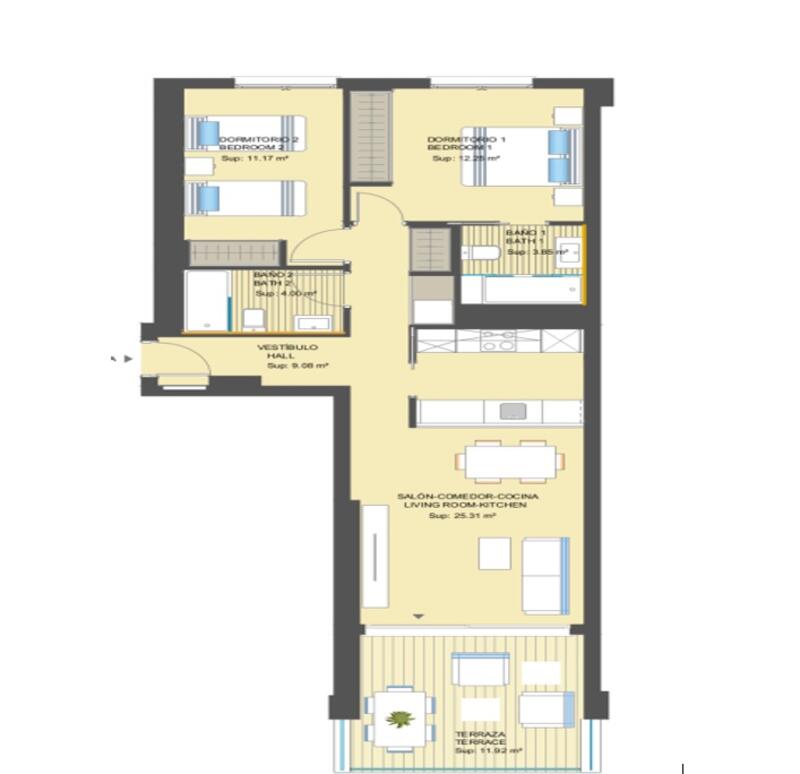 2 Cuarto Apartamento en venta