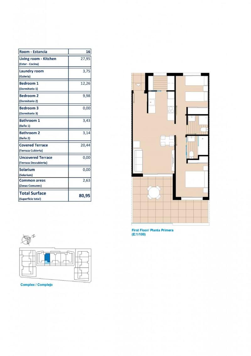 2 slaapkamer Appartement Te koop