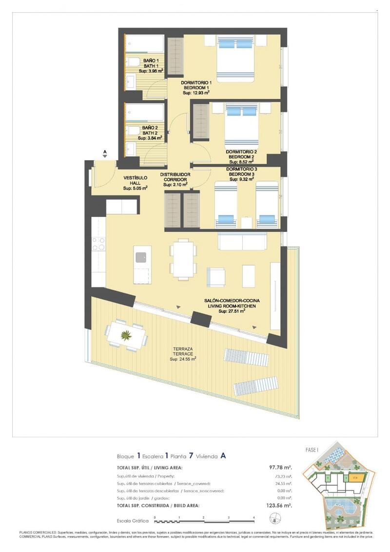 3 Schlafzimmer Appartement zu verkaufen