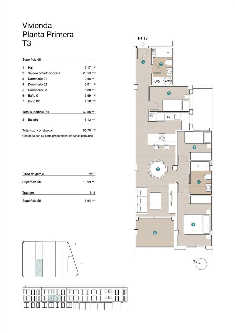 3 slaapkamer Appartement Te koop