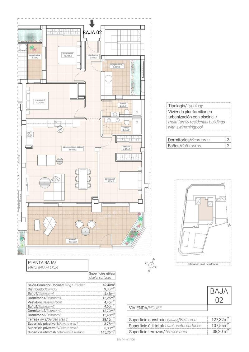 3 Schlafzimmer Appartement zu verkaufen
