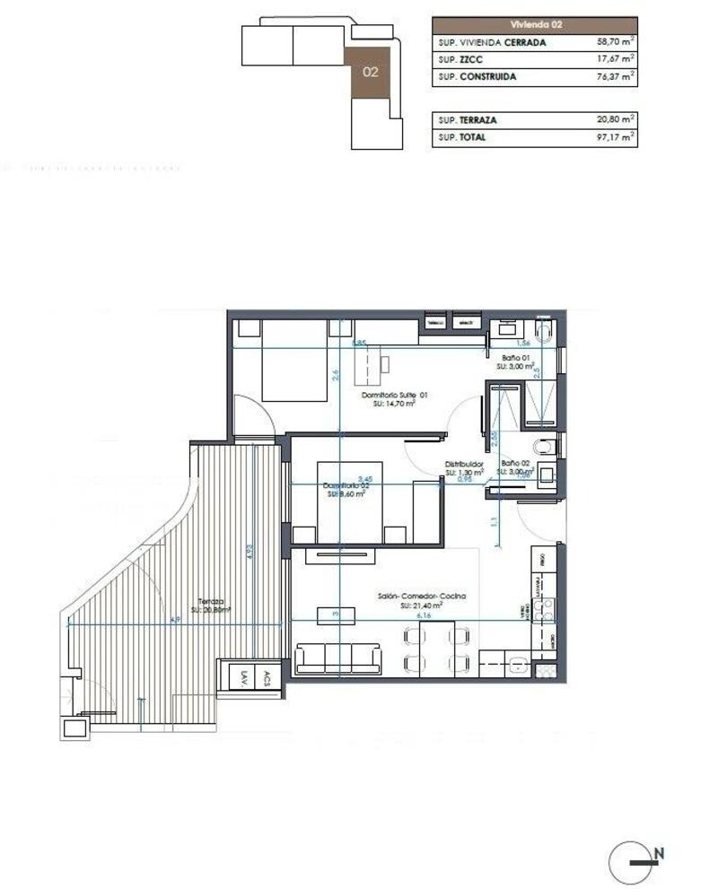 2 slaapkamer Appartement Te koop