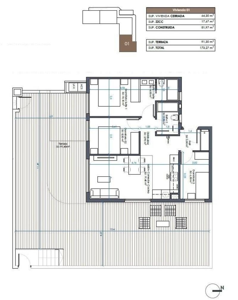 3 Schlafzimmer Appartement zu verkaufen