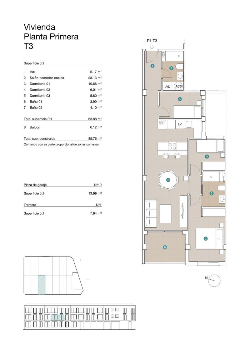 3 slaapkamer Appartement Te koop