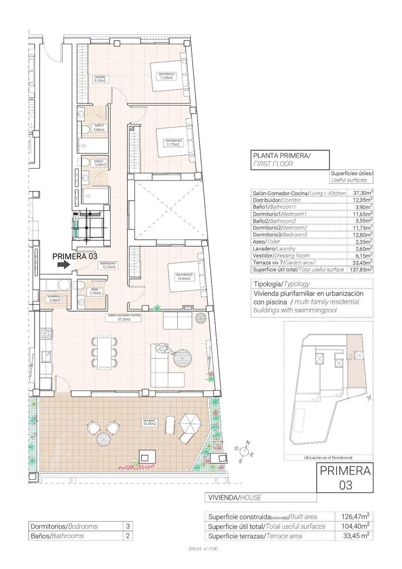3 Schlafzimmer Appartement zu verkaufen