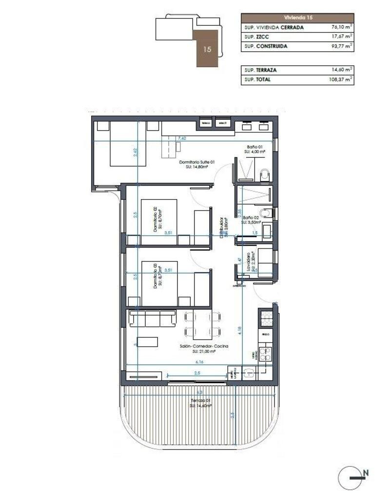 3 Schlafzimmer Appartement zu verkaufen