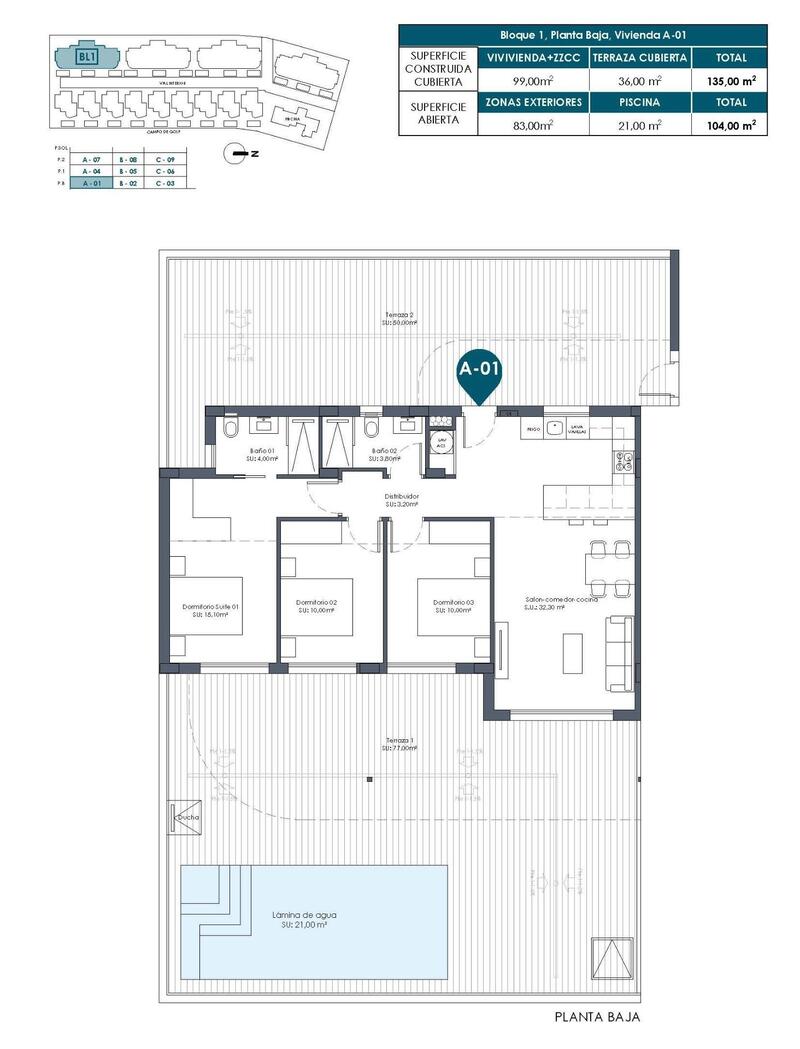 3 Schlafzimmer Appartement zu verkaufen