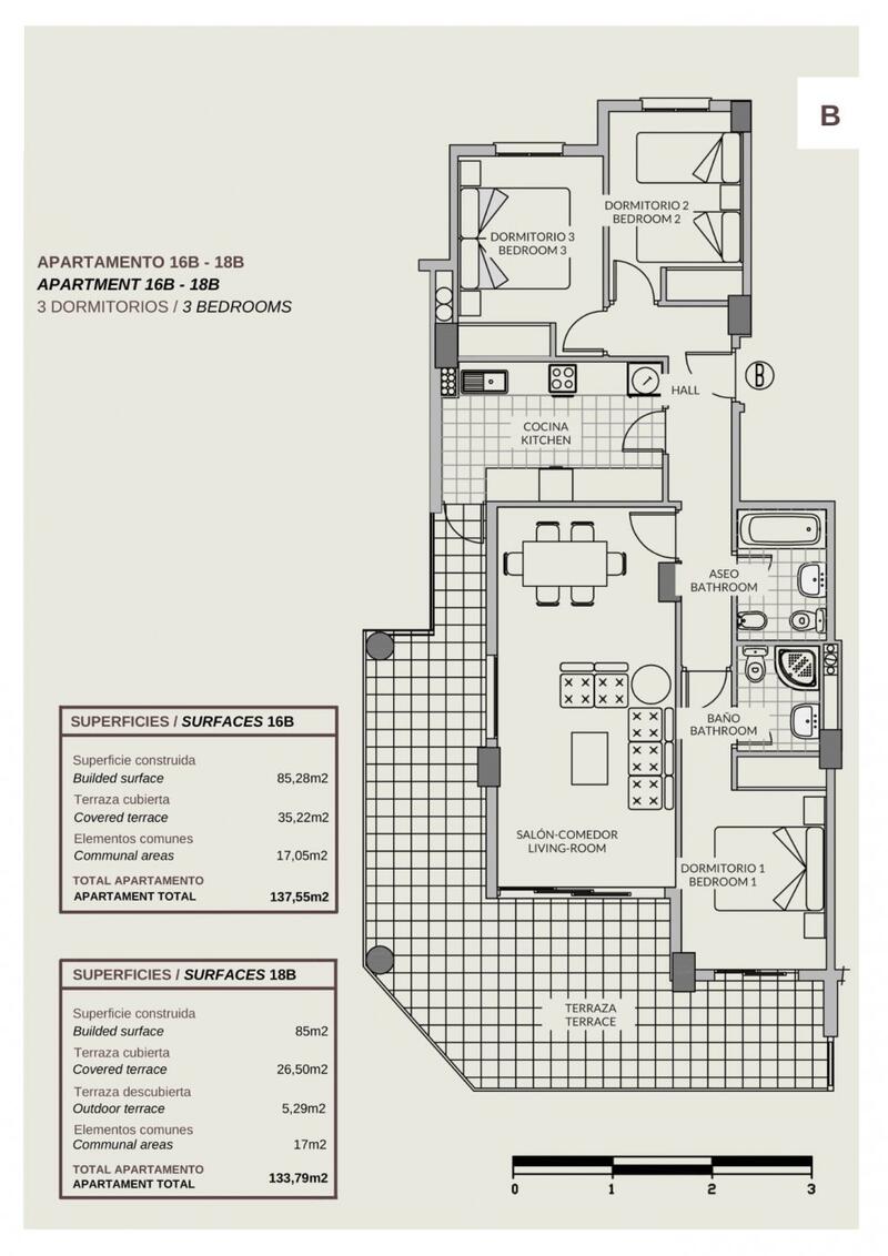 3 slaapkamer Appartement Te koop