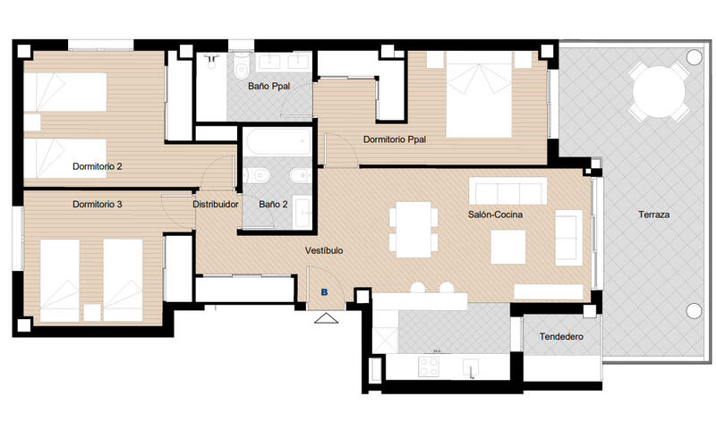 3 slaapkamer Appartement Te koop