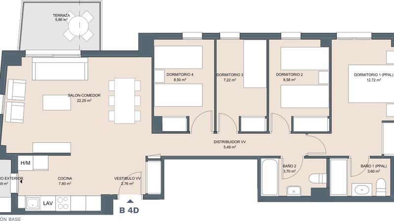 4 Cuarto Apartamento en venta