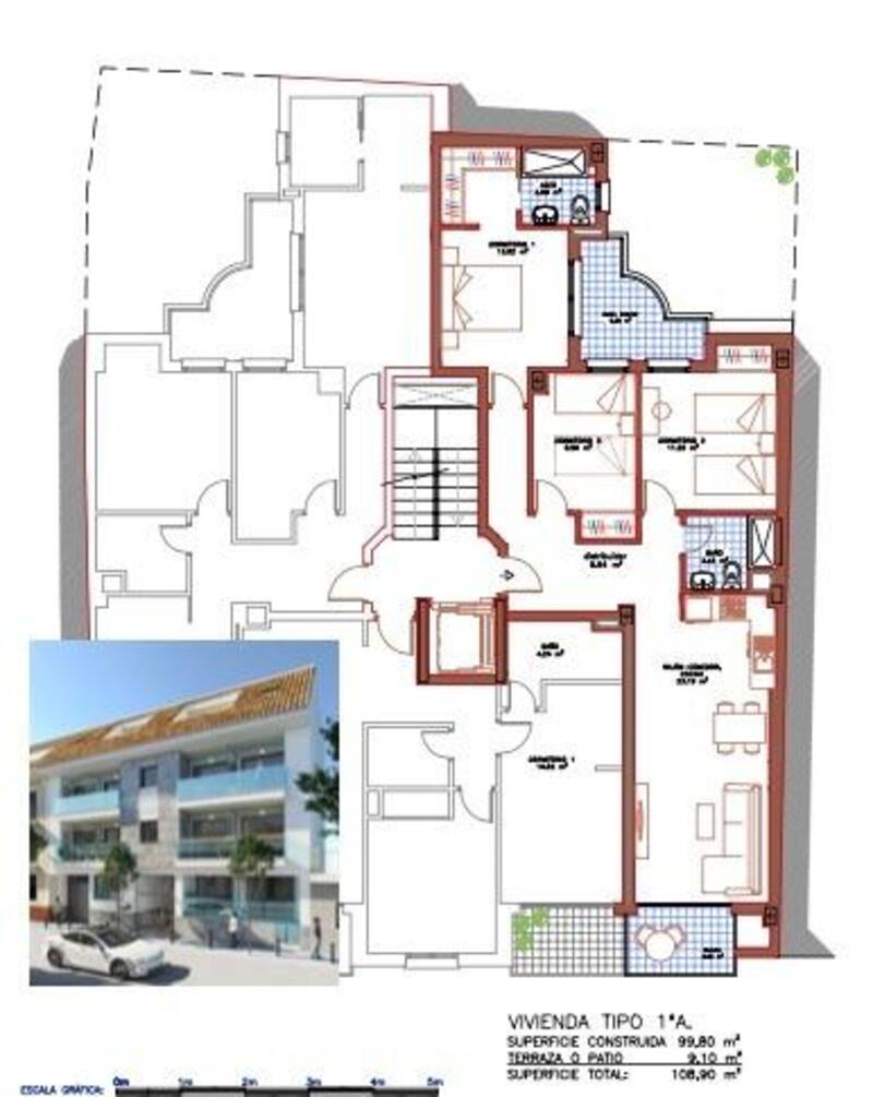3 slaapkamer Appartement Te koop