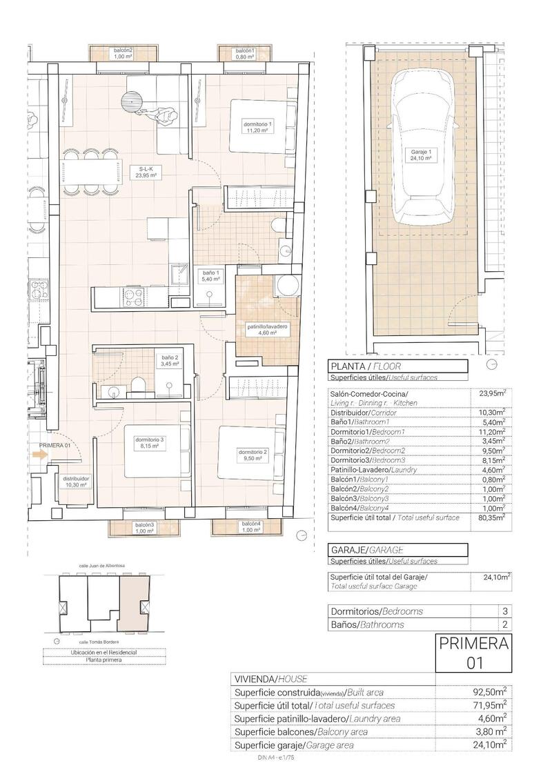 3 Schlafzimmer Appartement zu verkaufen