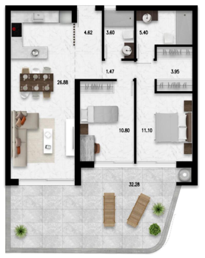 2 Cuarto Apartamento en venta