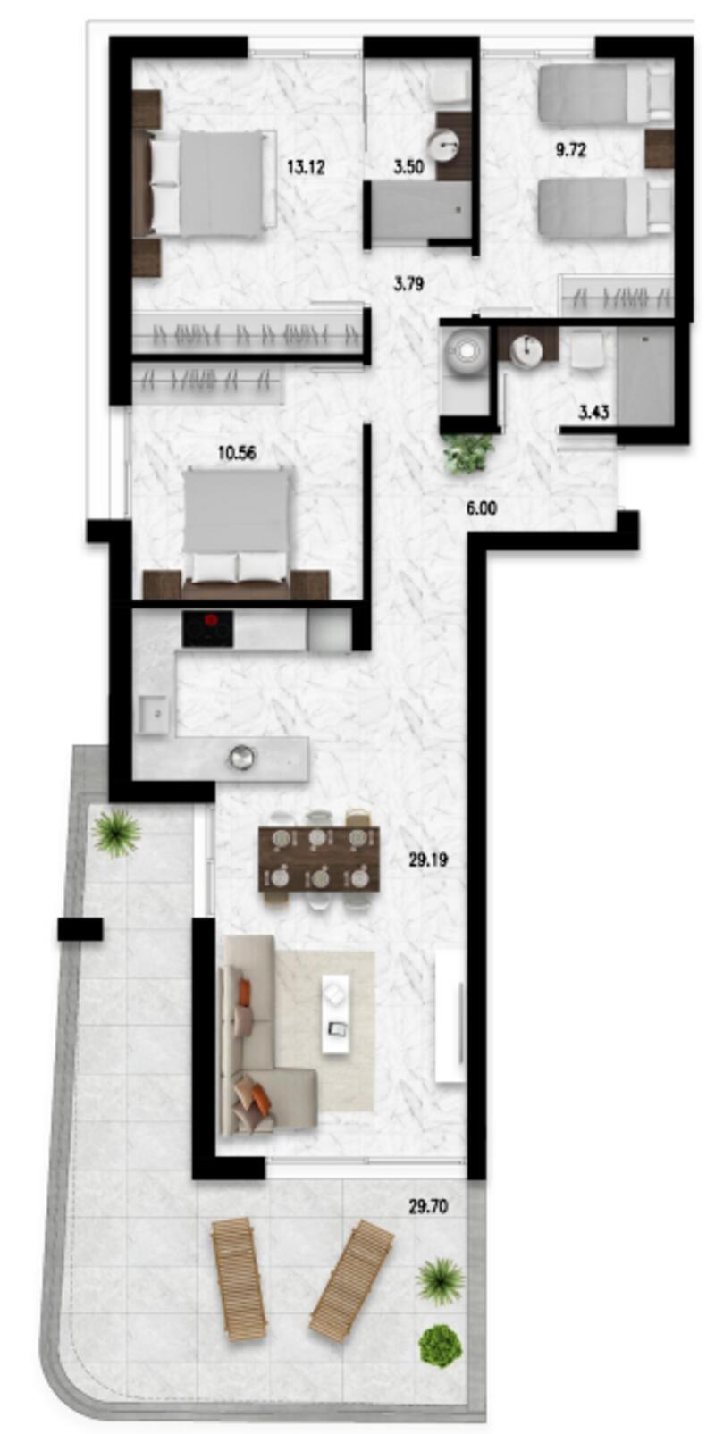 3 slaapkamer Appartement Te koop