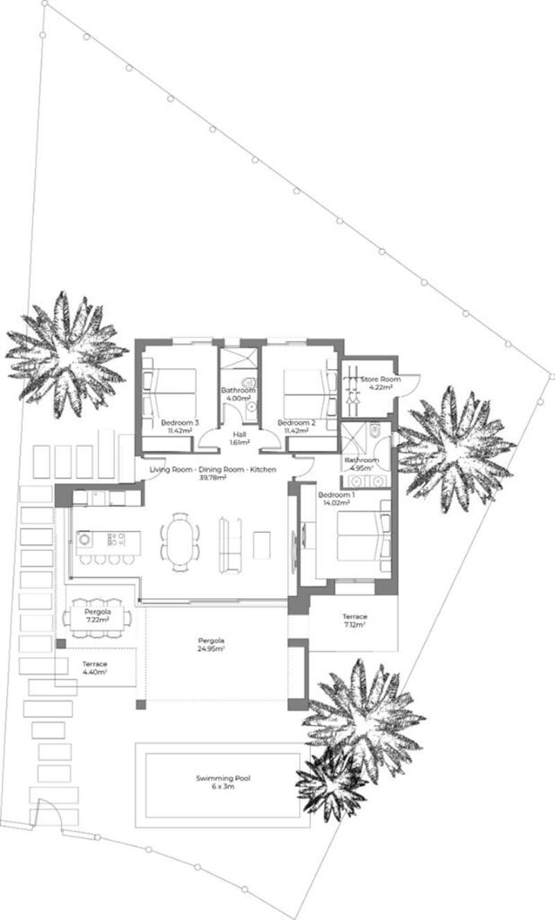 3 спальная комната вилла продается