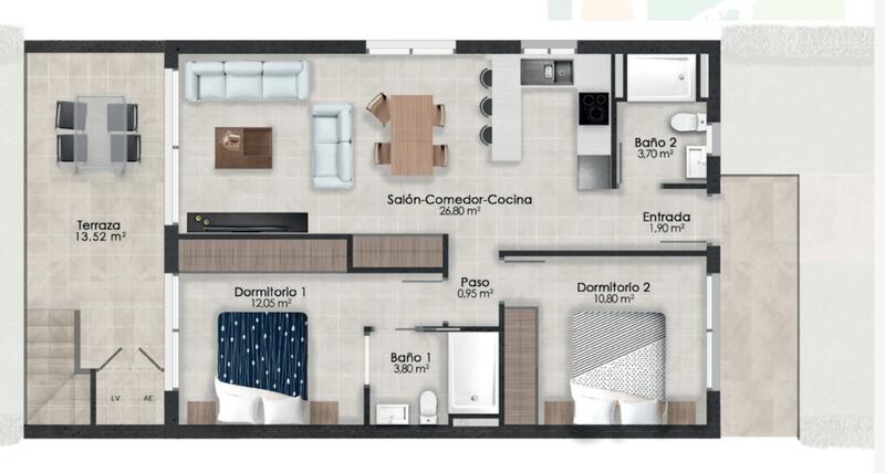 2 slaapkamer Appartement Te koop