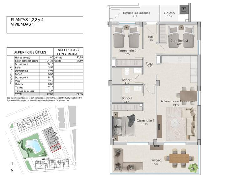 3 chambre Appartement à vendre