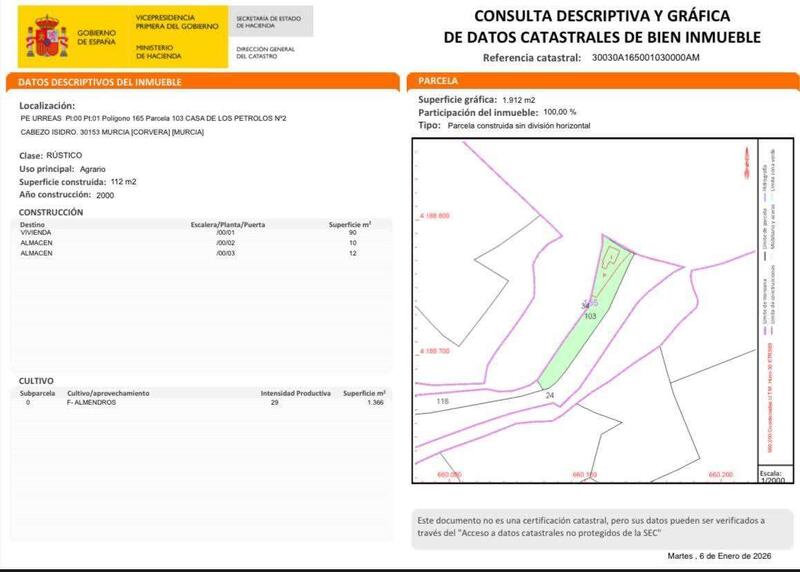 Country House for sale in Los Garcia (Corvera), Murcia