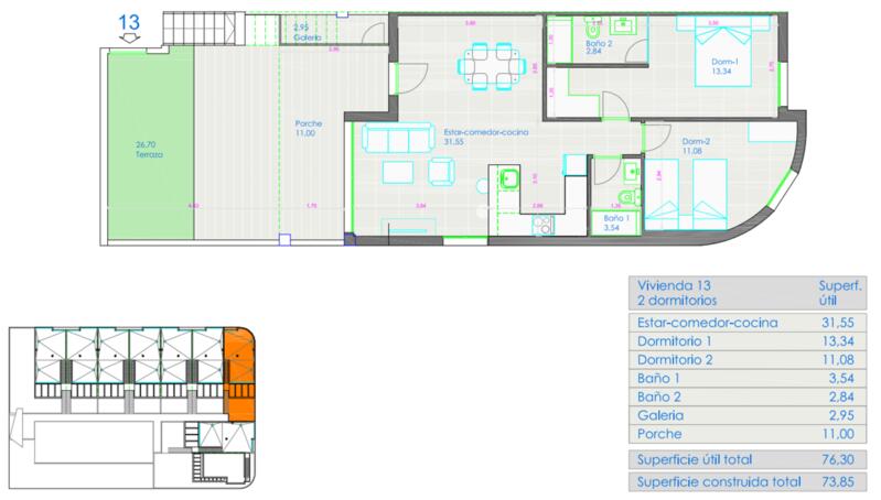 2 Schlafzimmer Appartement zu verkaufen