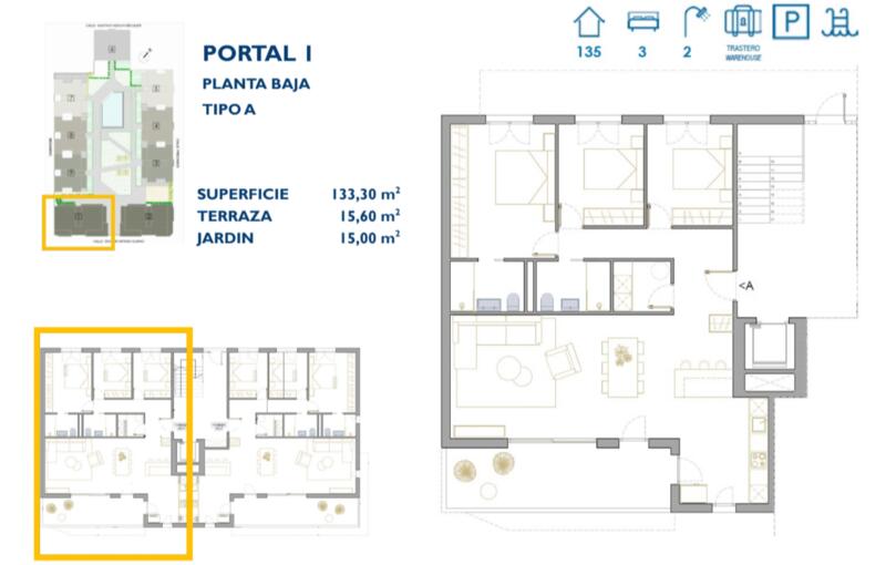 3 Schlafzimmer Appartement zu verkaufen
