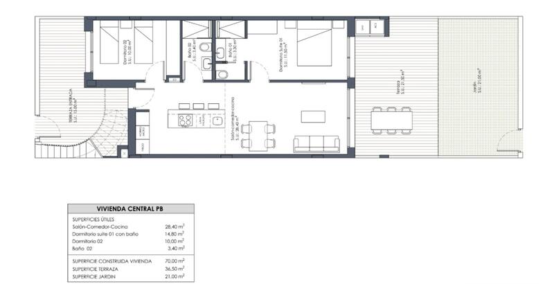 2 slaapkamer Appartement Te koop
