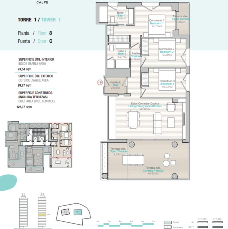 3 Schlafzimmer Appartement zu verkaufen