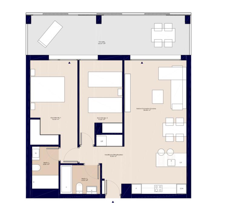 2 slaapkamer Appartement Te koop