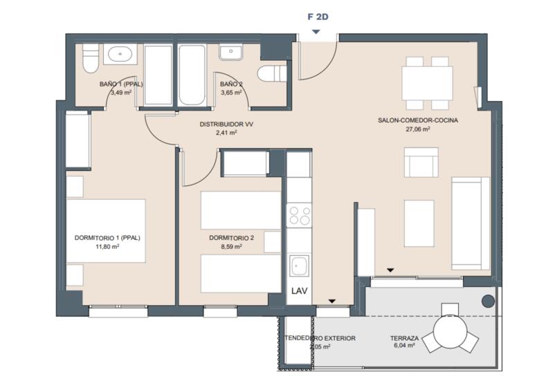 2 Cuarto Apartamento en venta