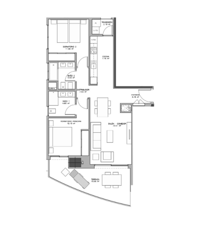 2 slaapkamer Appartement Te koop
