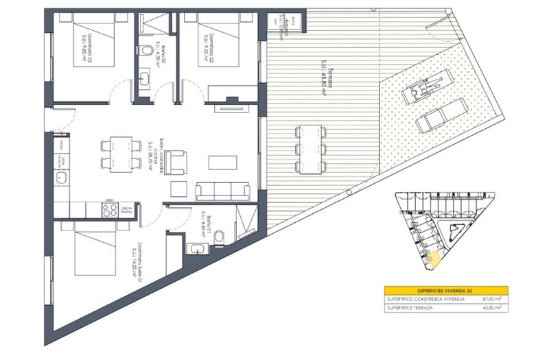 3 Schlafzimmer Appartement zu verkaufen