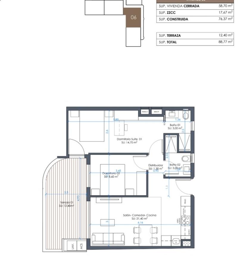 2 Schlafzimmer Appartement zu verkaufen