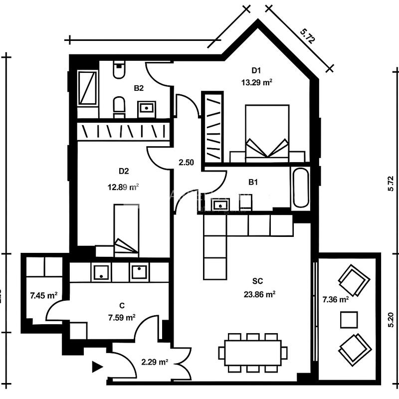 2 Schlafzimmer Appartement zu verkaufen