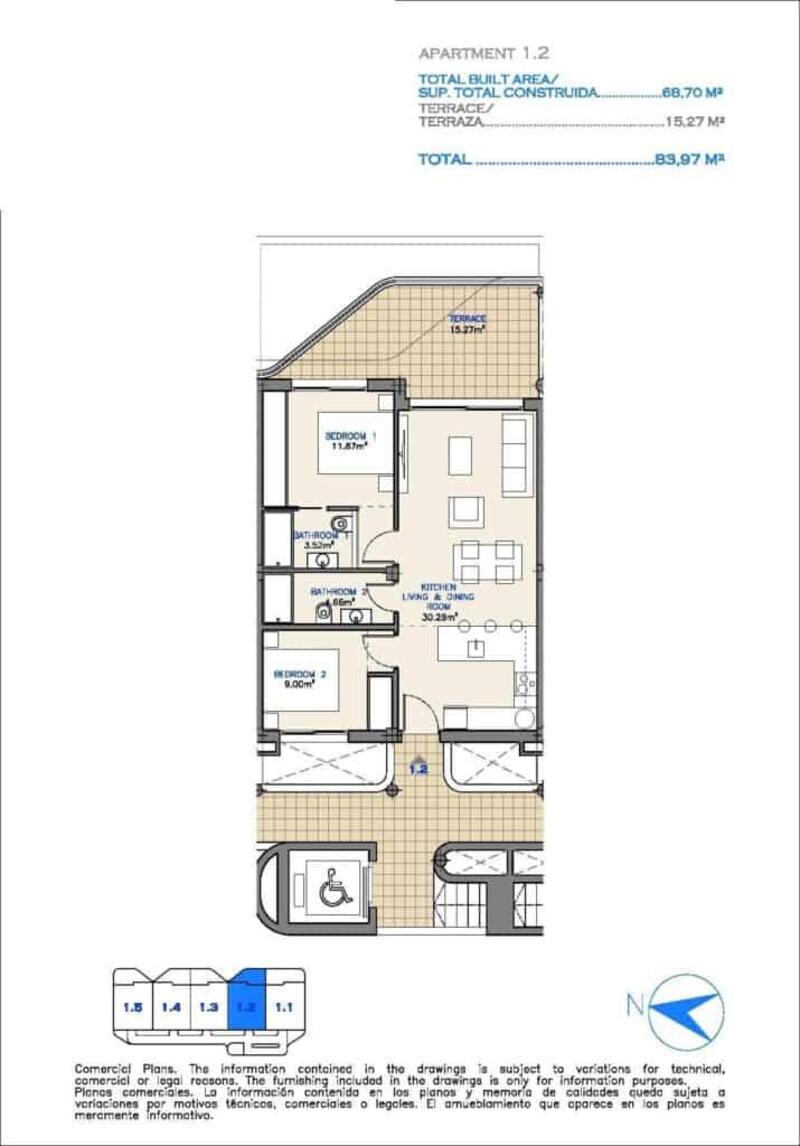 2 Schlafzimmer Appartement zu verkaufen