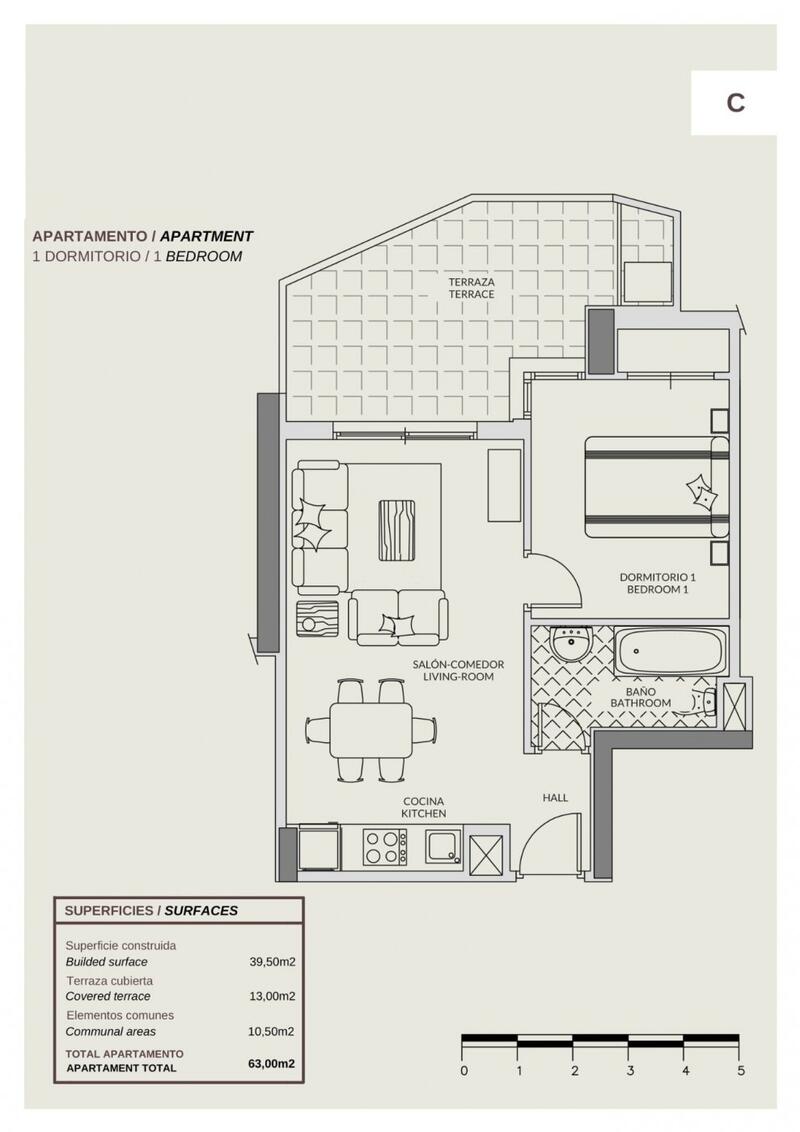1 slaapkamer Appartement Te koop