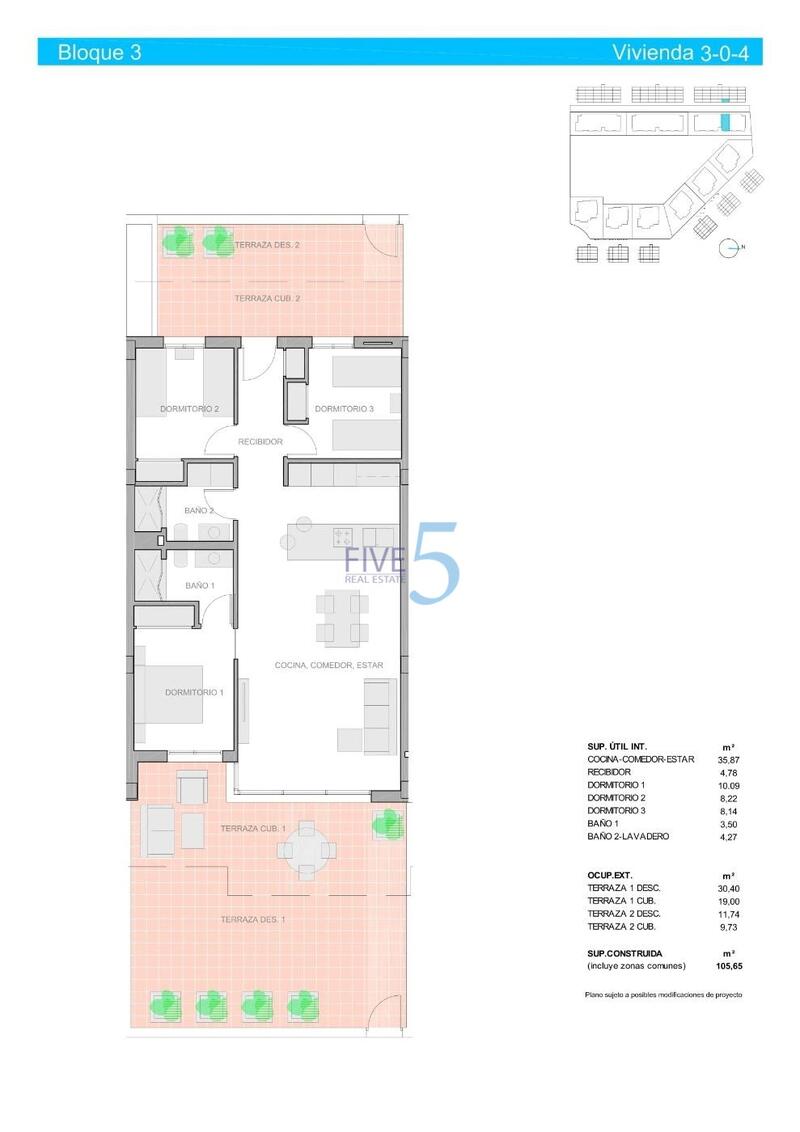 3 slaapkamer Appartement Te koop