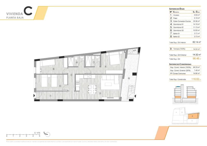 3 chambre Appartement à vendre