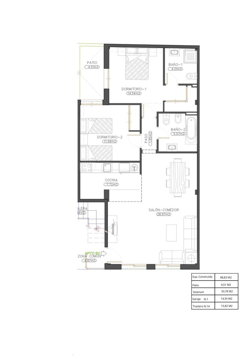 2 Cuarto Apartamento en venta