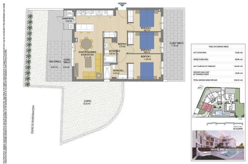 3 Schlafzimmer Appartement zu verkaufen