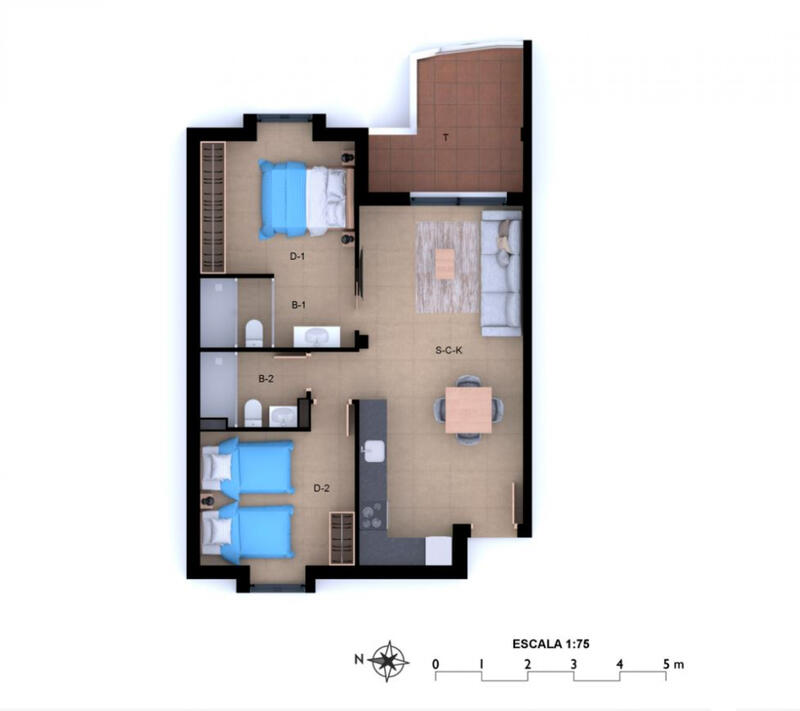 2 Schlafzimmer Appartement zu verkaufen