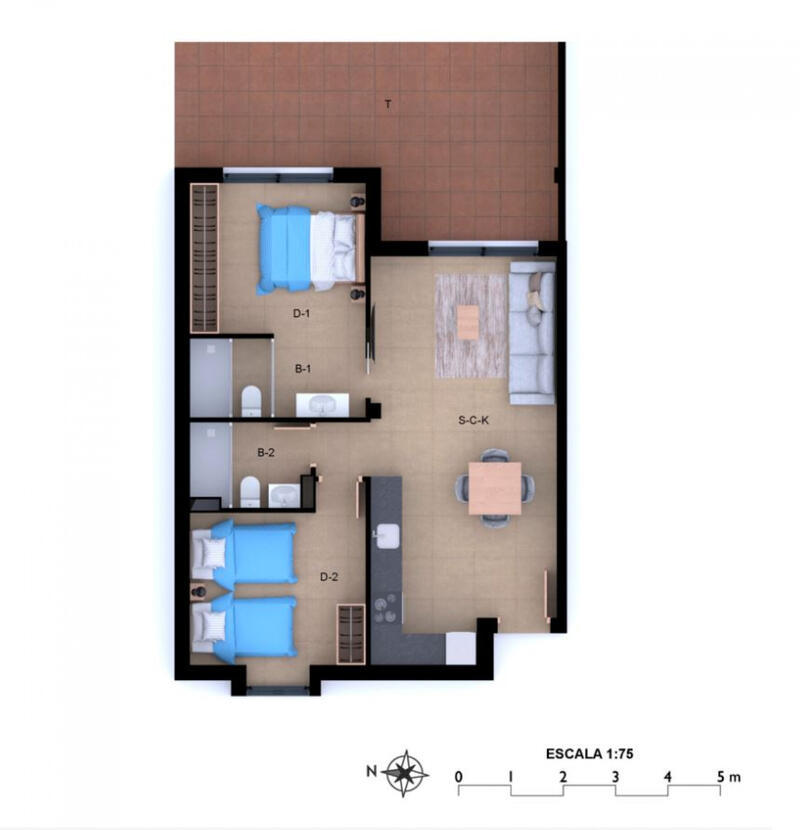 2 Schlafzimmer Appartement zu verkaufen