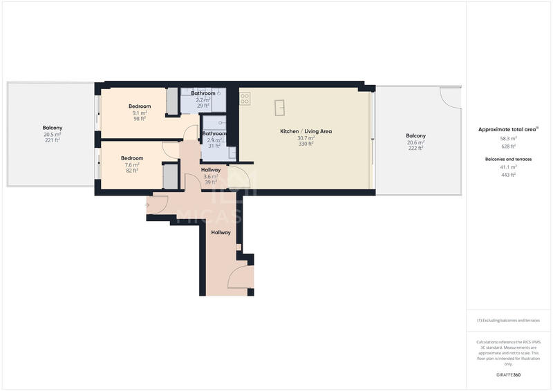 2 Schlafzimmer Appartement zu verkaufen
