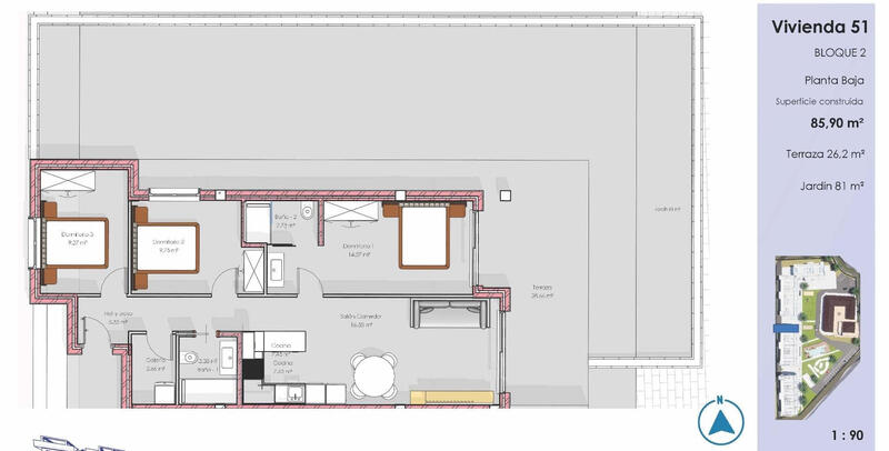 3 slaapkamer Appartement Te koop