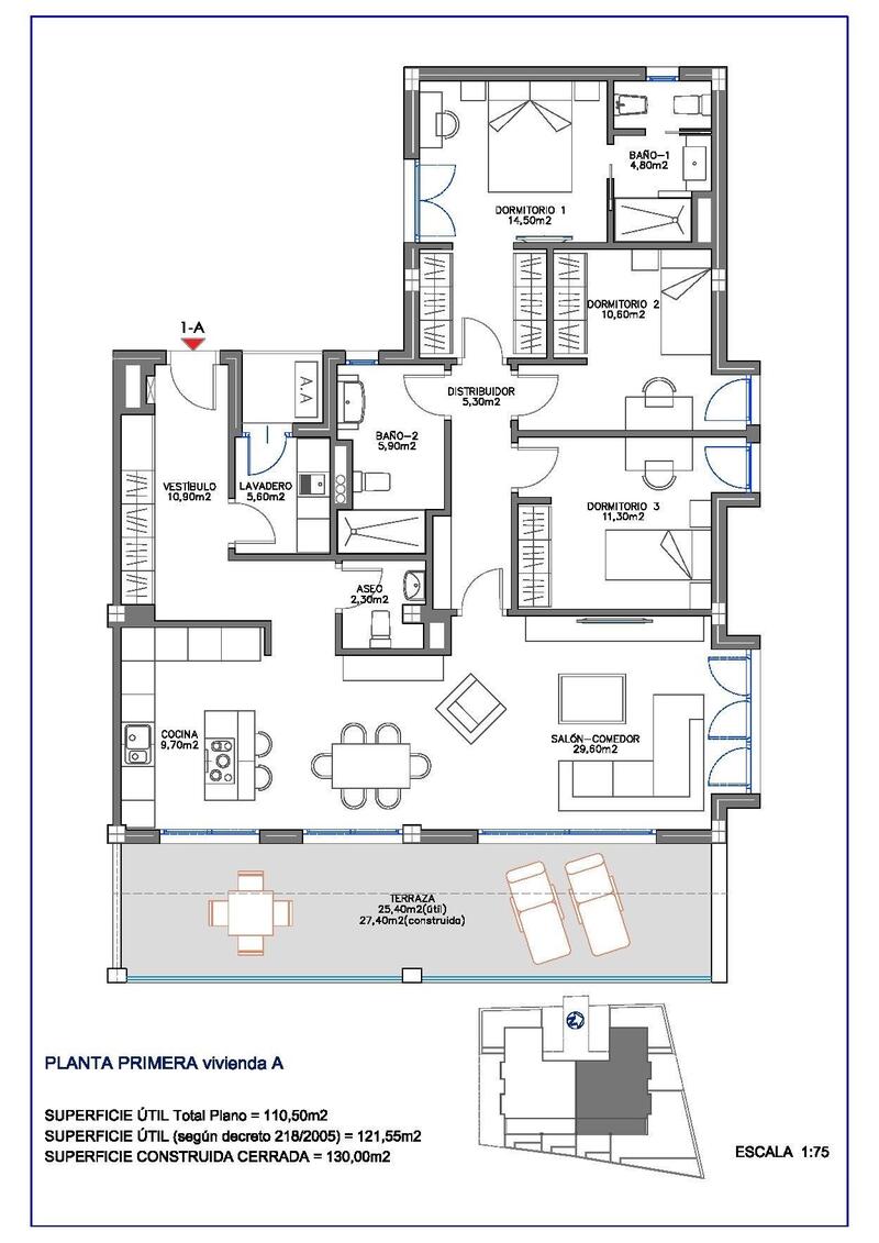 3 Schlafzimmer Appartement zu verkaufen
