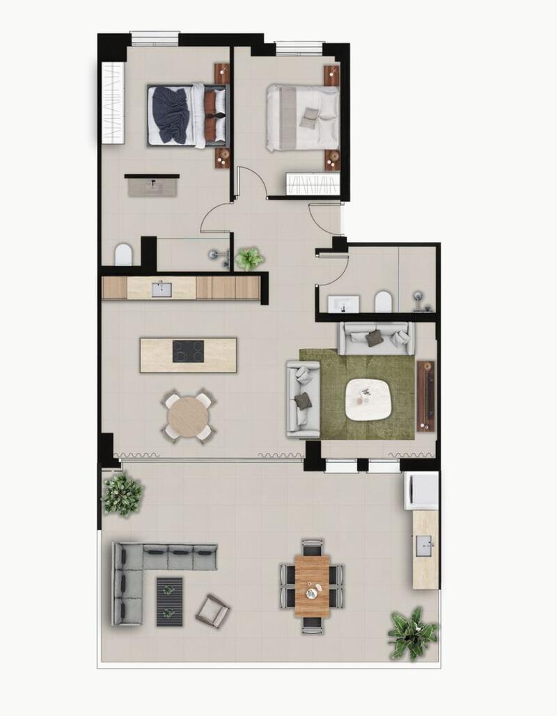 2 slaapkamer Appartement Te koop