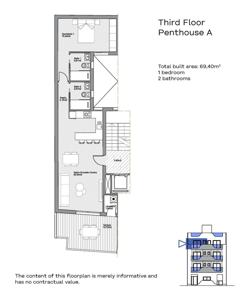 1 slaapkamer Appartement Te koop