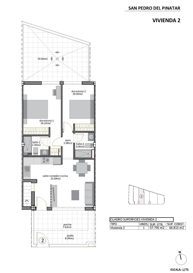2 Schlafzimmer Stadthaus zu verkaufen