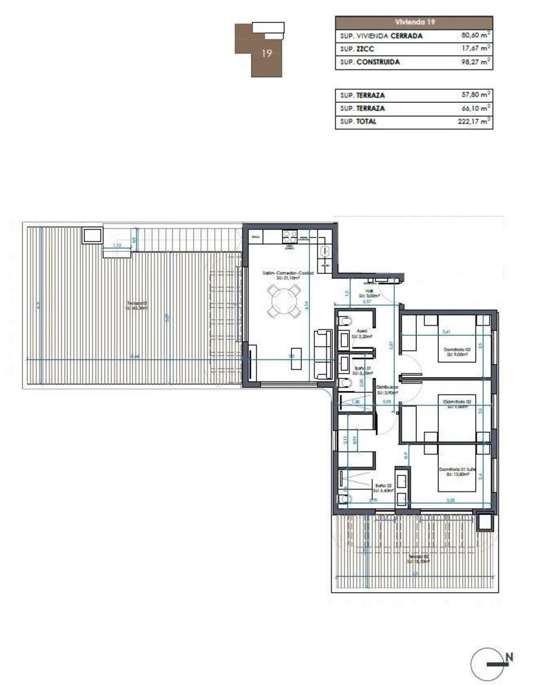 3 slaapkamer Appartement Te koop