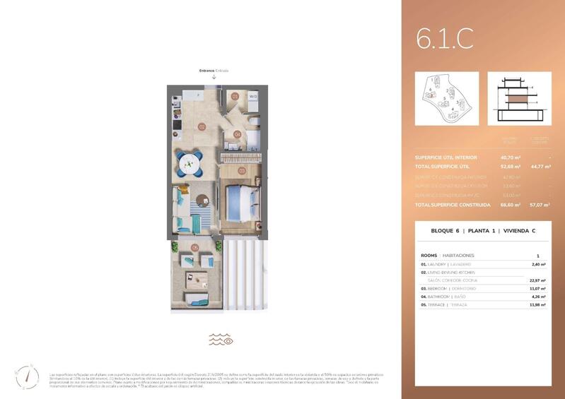 1 Cuarto Apartamento en venta