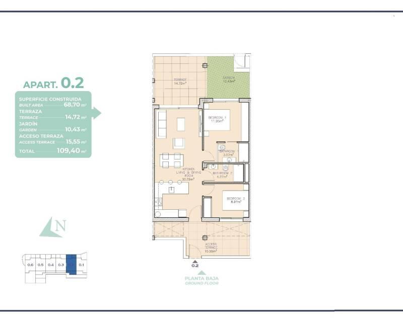 2 Schlafzimmer Appartement zu verkaufen
