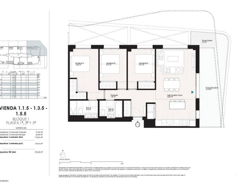 3 slaapkamer Appartement Te koop